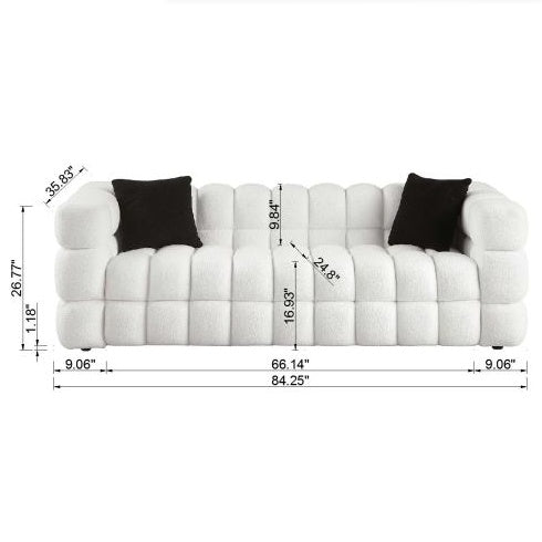 H&F White Boucle Sofa c