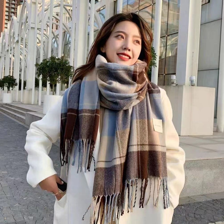 H&F Plaid Long Scarf c