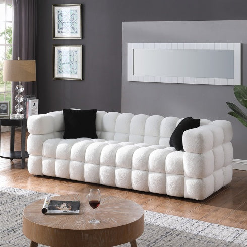 H&F White Boucle Sofa c