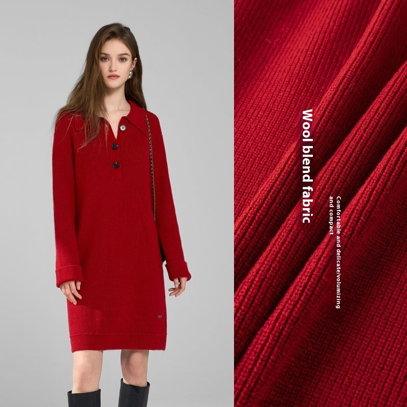 Retro Red Knitted Dress