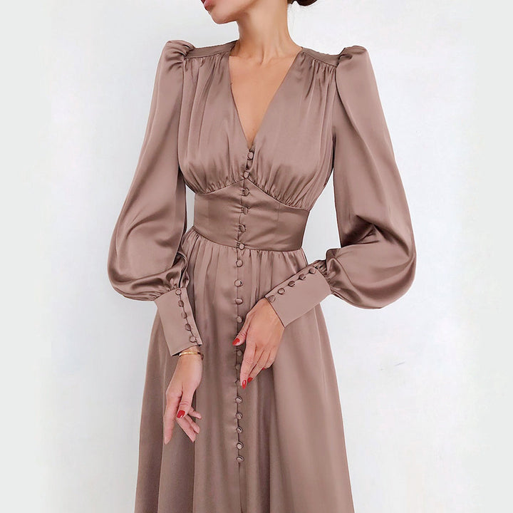 French Sleeve Satin Dress