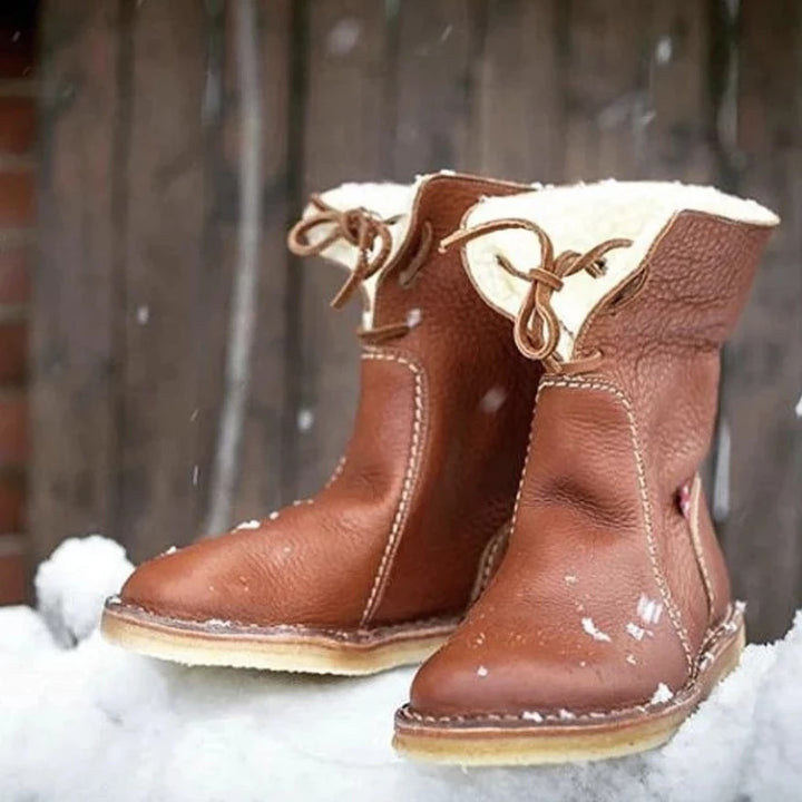 H&F Fur Lace-Up Snow Boots c