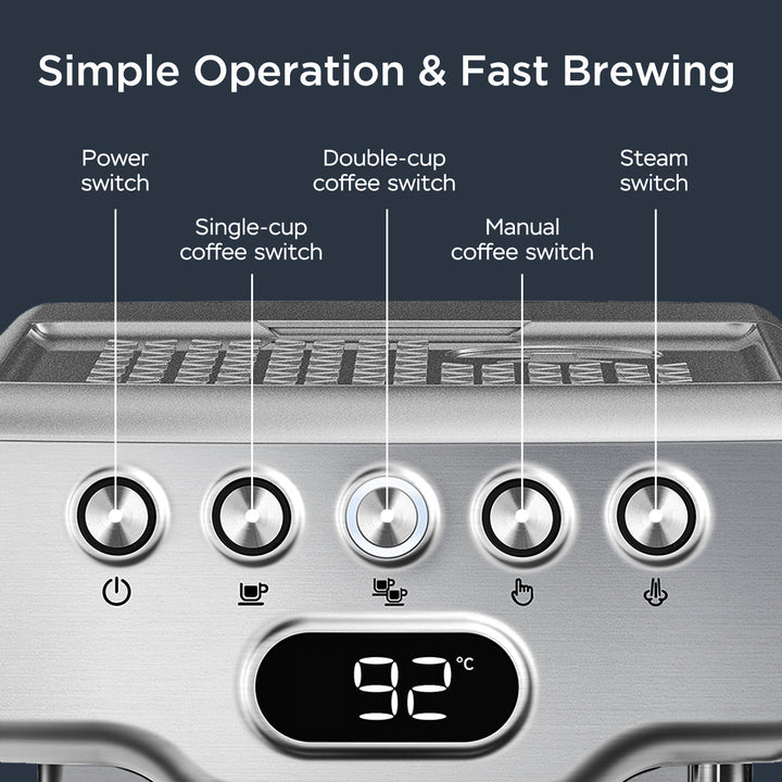 Geek Chef Espresso With Milk Frother For Latte, Cappuccino, Macchiato