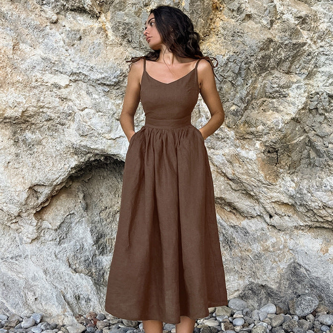 H&F Linen Strap Dress c