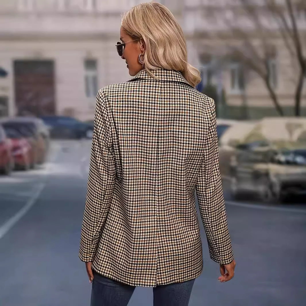H&F Plaid Single-row Coat c