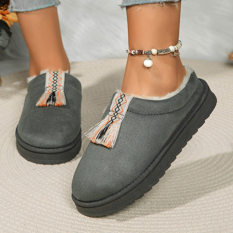 H&F Suede Plush Slippers c