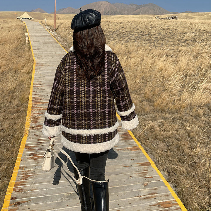 H&F Plaid Fur Coat c