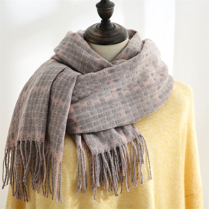 H&F Plaid Cashmere Scarf c