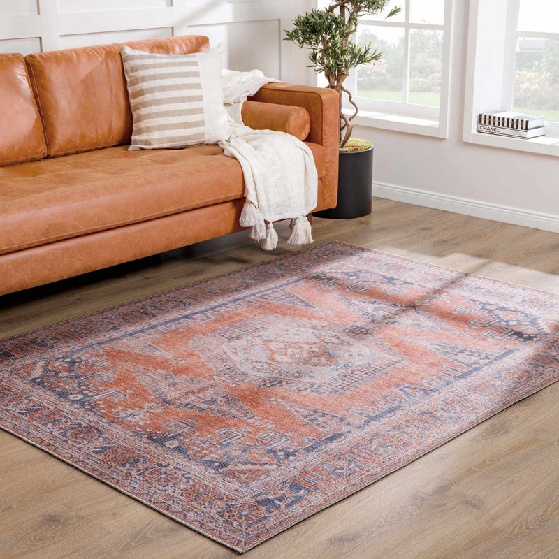 Burnt Orange Taber Medallion Washable Area Rug