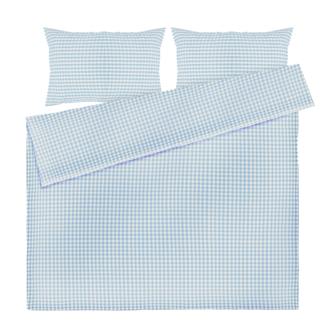 JUNA Bæk&Bølge Duvet Cover Set, King, White/Light Blue