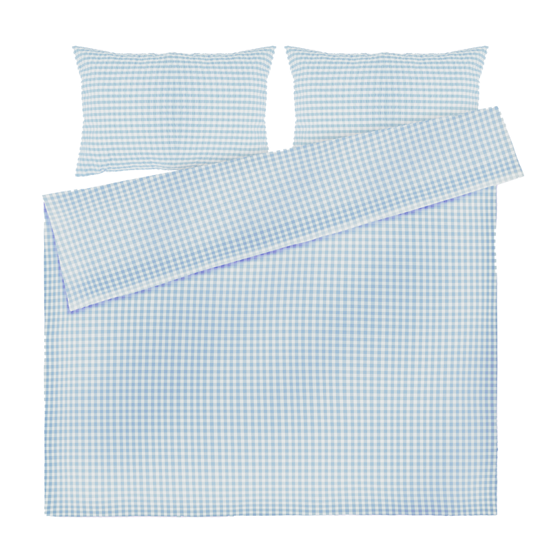 JUNA Bæk&Bølge Duvet Cover Set, Queen, White/Light Blue