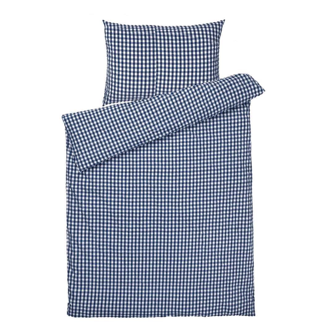 JUNA Bæk&Bølge Duvet Cover Set, Twin, Dark Blue/White