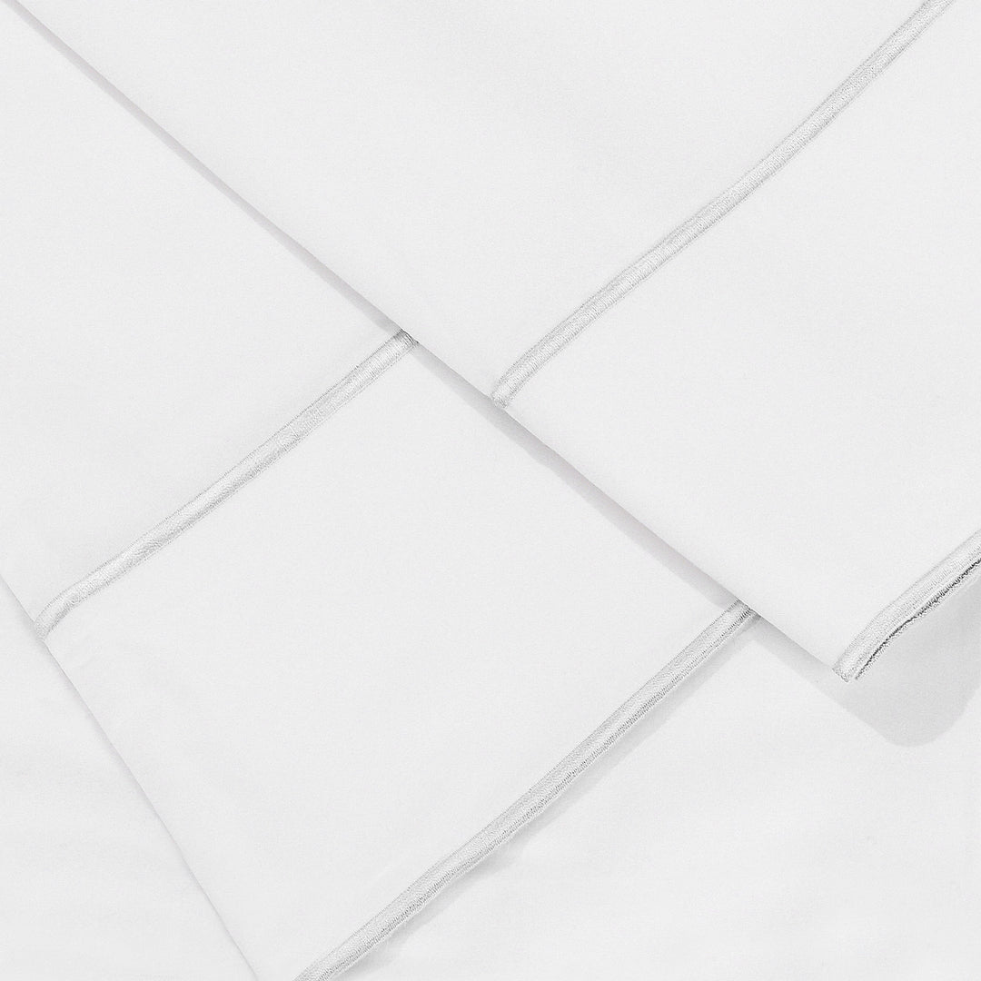 600 Thread Count Framed Sateen Embroidered Cotton Pillowcase Pair