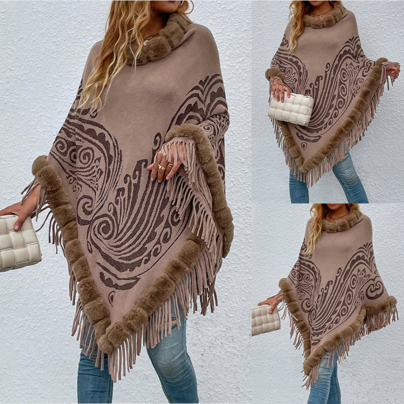 H&F Fur Collar Shawl c
