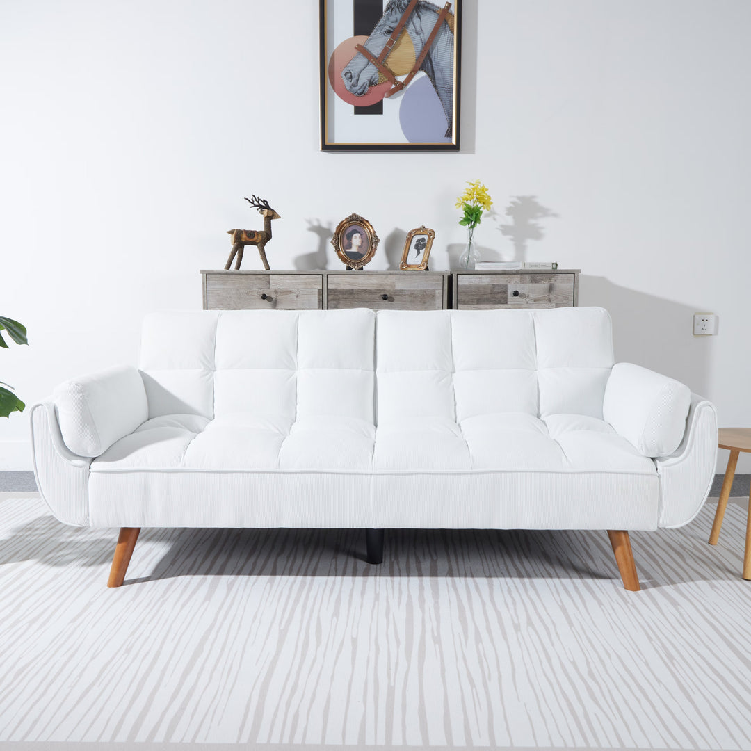 H&F White Corduroy Sofa c