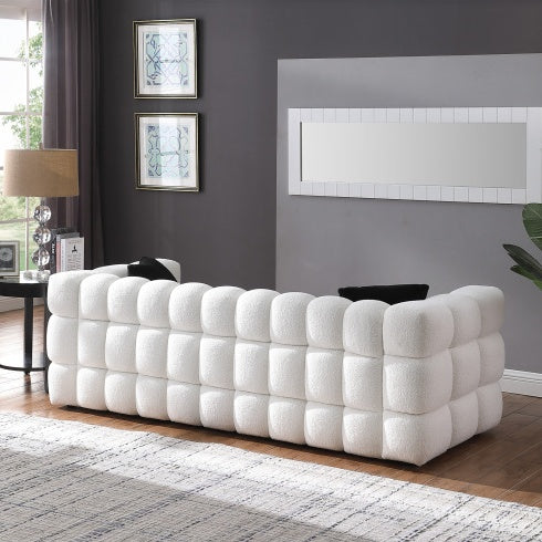 H&F White Boucle Sofa c