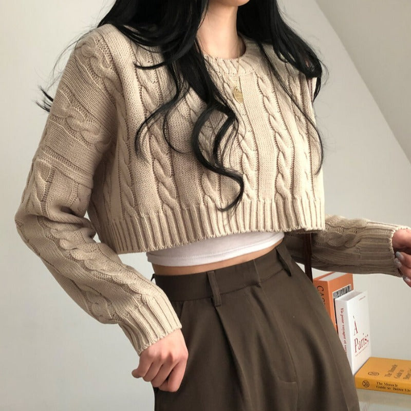 H&F Cropped Crew Pullover c