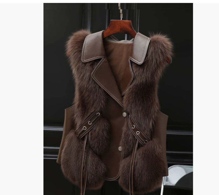 H&F Patchwork Fur Vest c