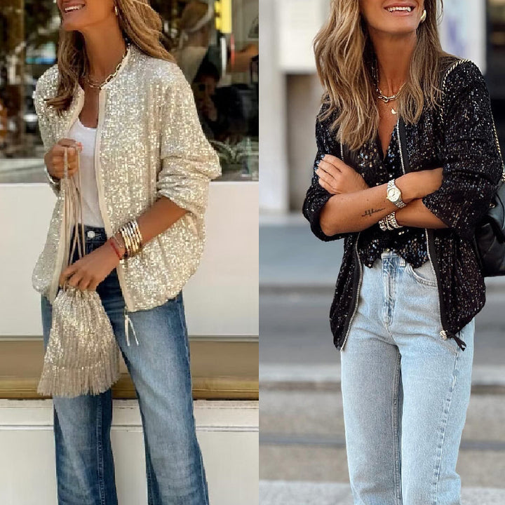 H&F Sequined Stand Jacket c