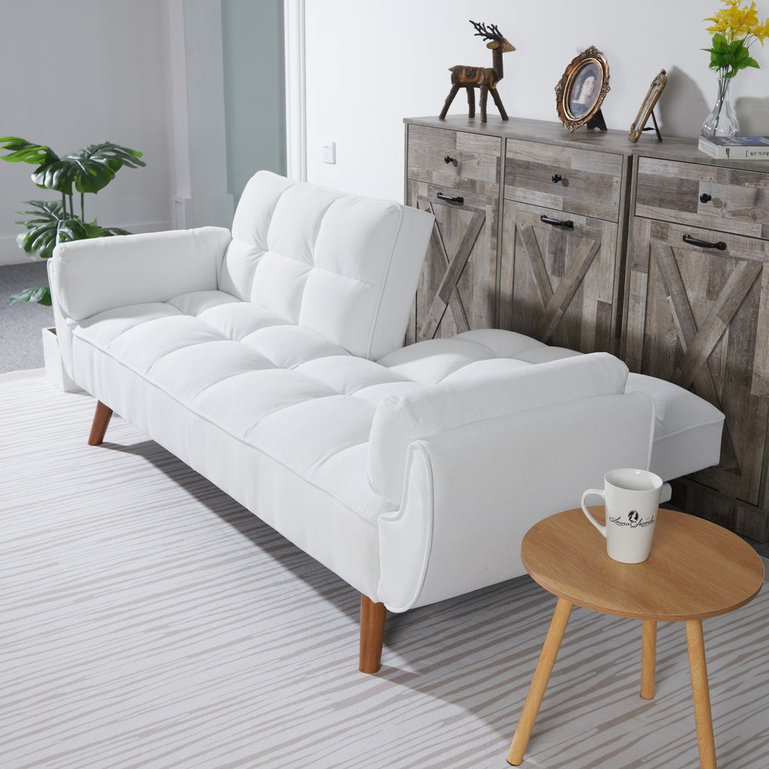 H&F White Corduroy Sofa c