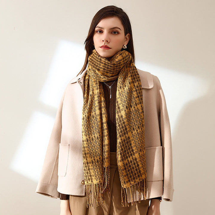 H&F Plaid Cashmere Scarf c