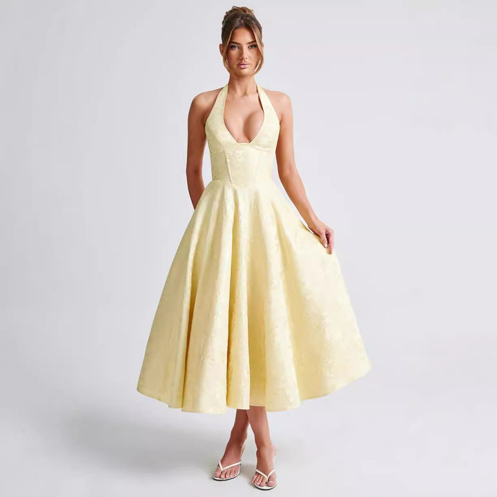 V-neck Halter Sleeveless Dress