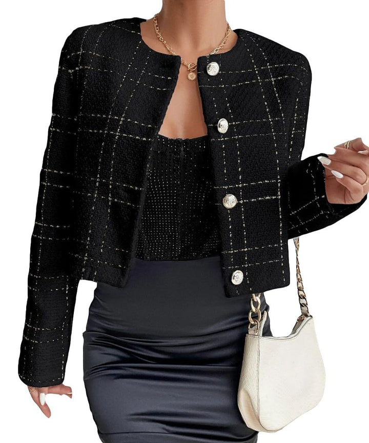 H&F Plaid Button Jacket c
