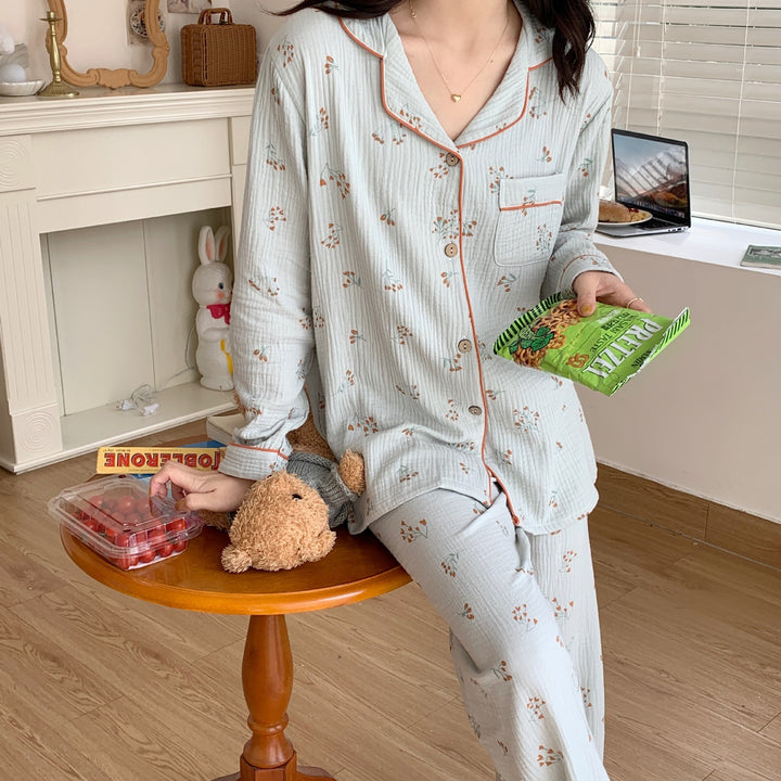 H&F Lapel Floral Pajamas c