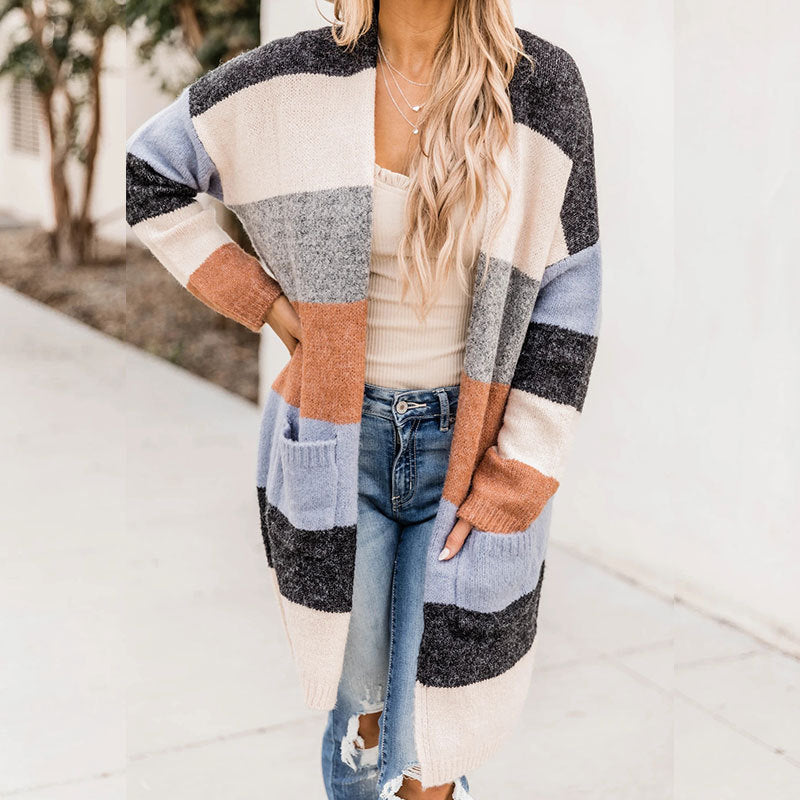 H&F Striped Loose Cardigan c