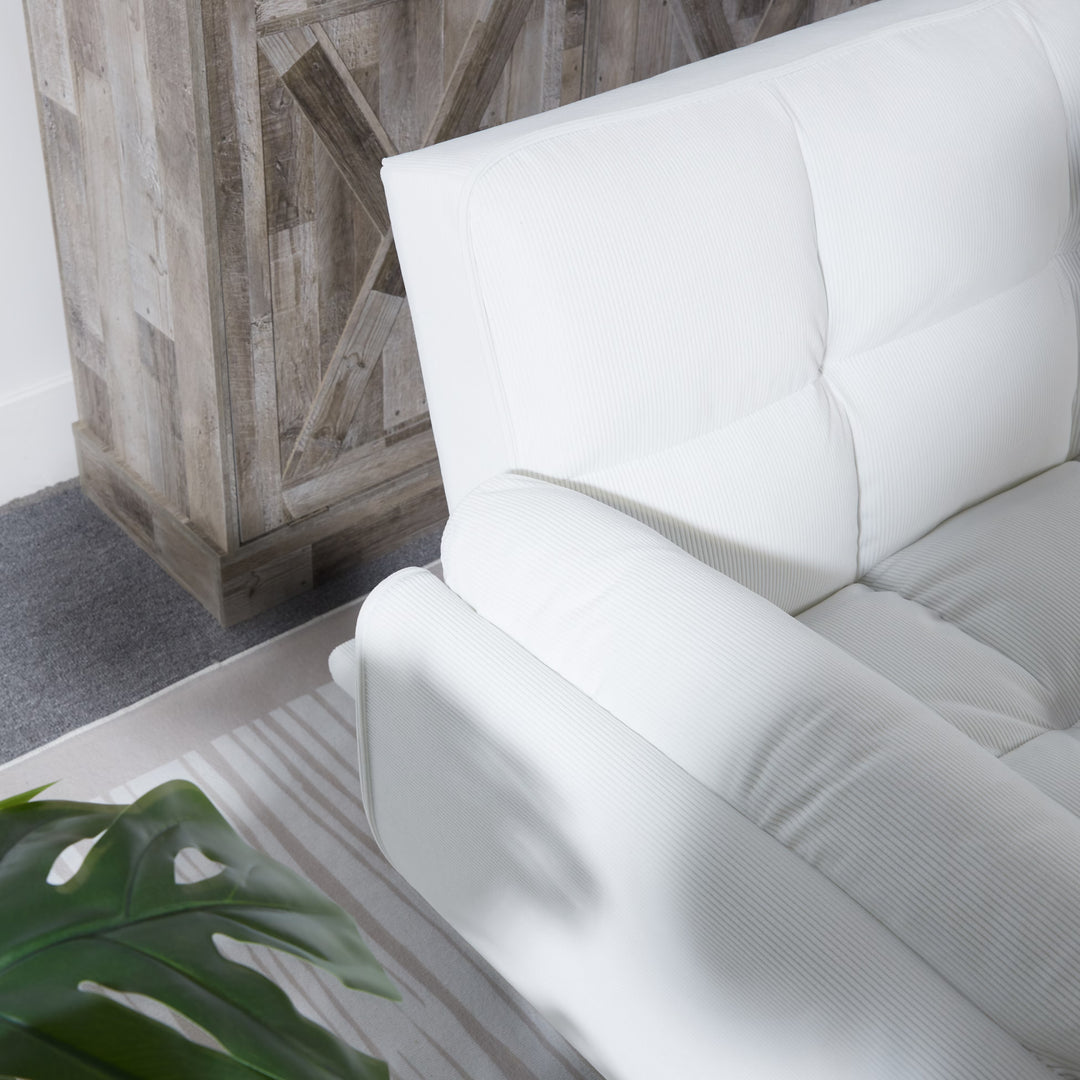 H&F White Corduroy Sofa c