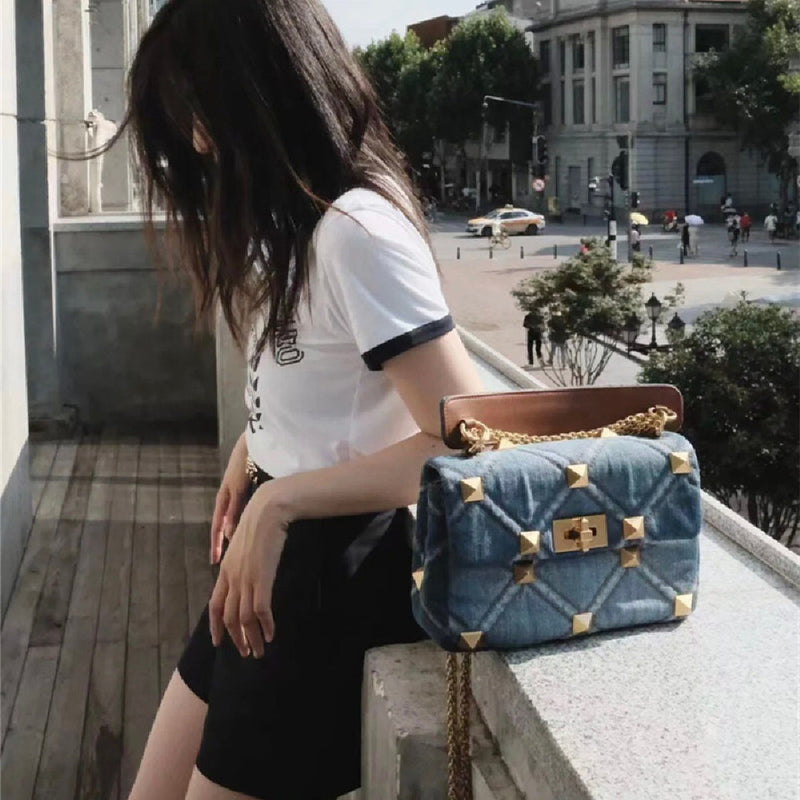 H&F Denim Cowhide Bag c