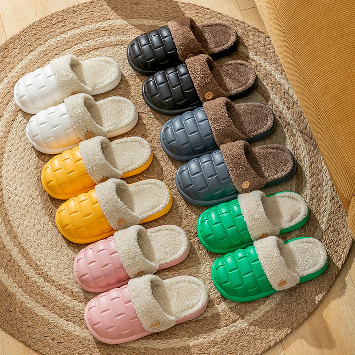 H&F Plaid Plush Slippers c