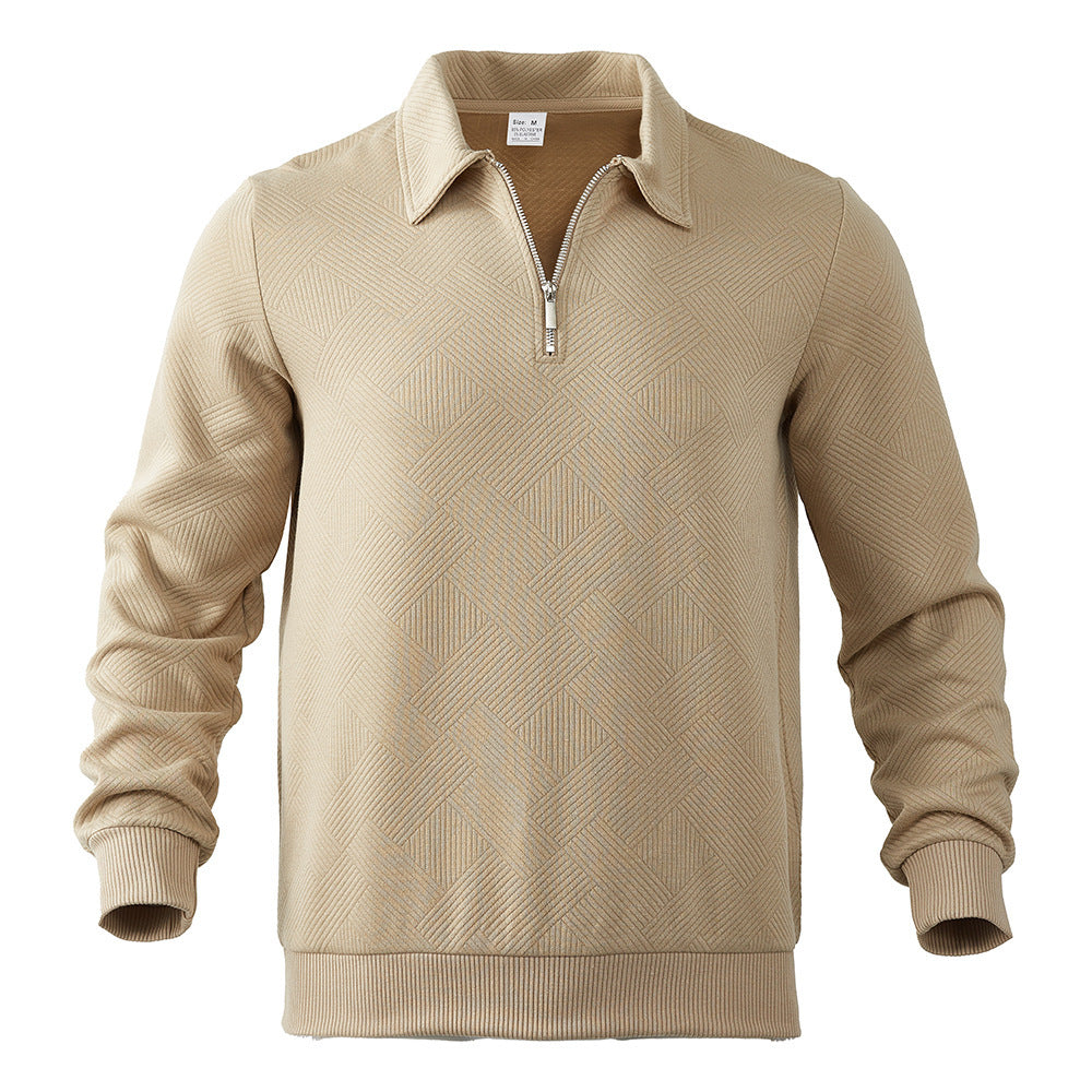 H&F Lapel Jacquard Half-Zip c