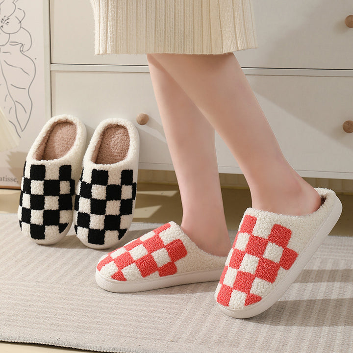 H&F Checkerboard Cotton Slippers c