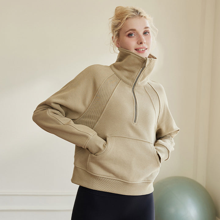 H&F Velvet Zipper Sweater c