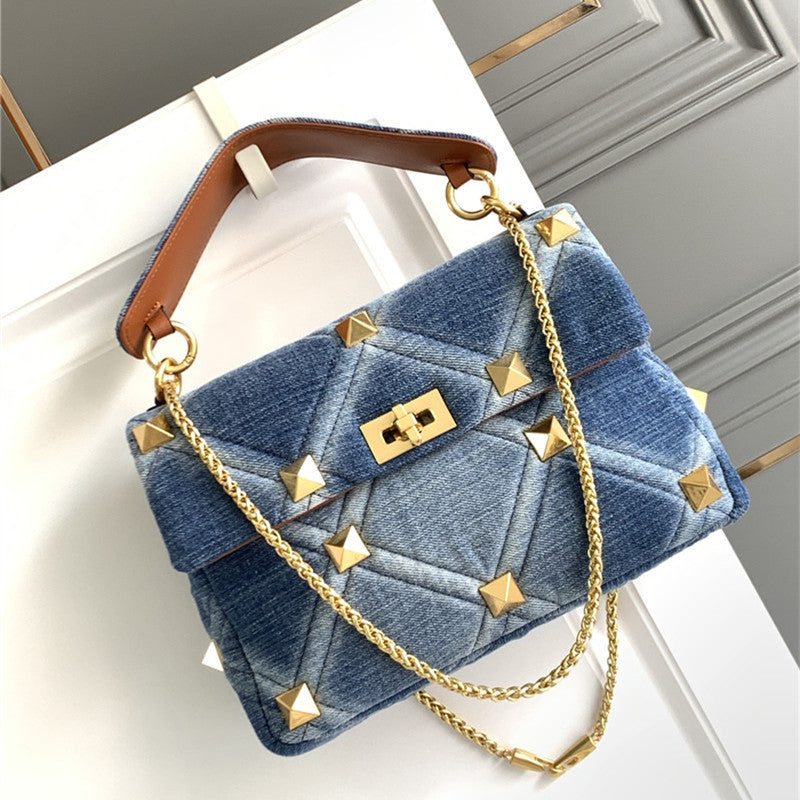H&F Denim Cowhide Bag c