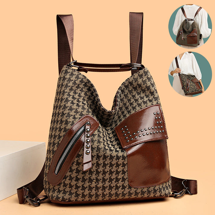 H&F Houndstooth Rivet Backpack c
