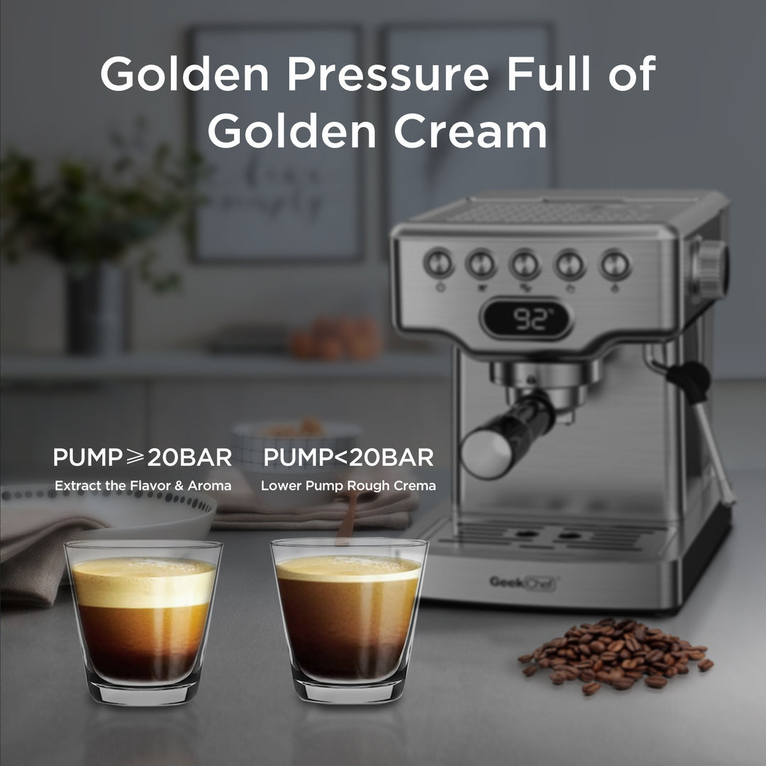 Geek Chef Espresso With Milk Frother For Latte, Cappuccino, Macchiato