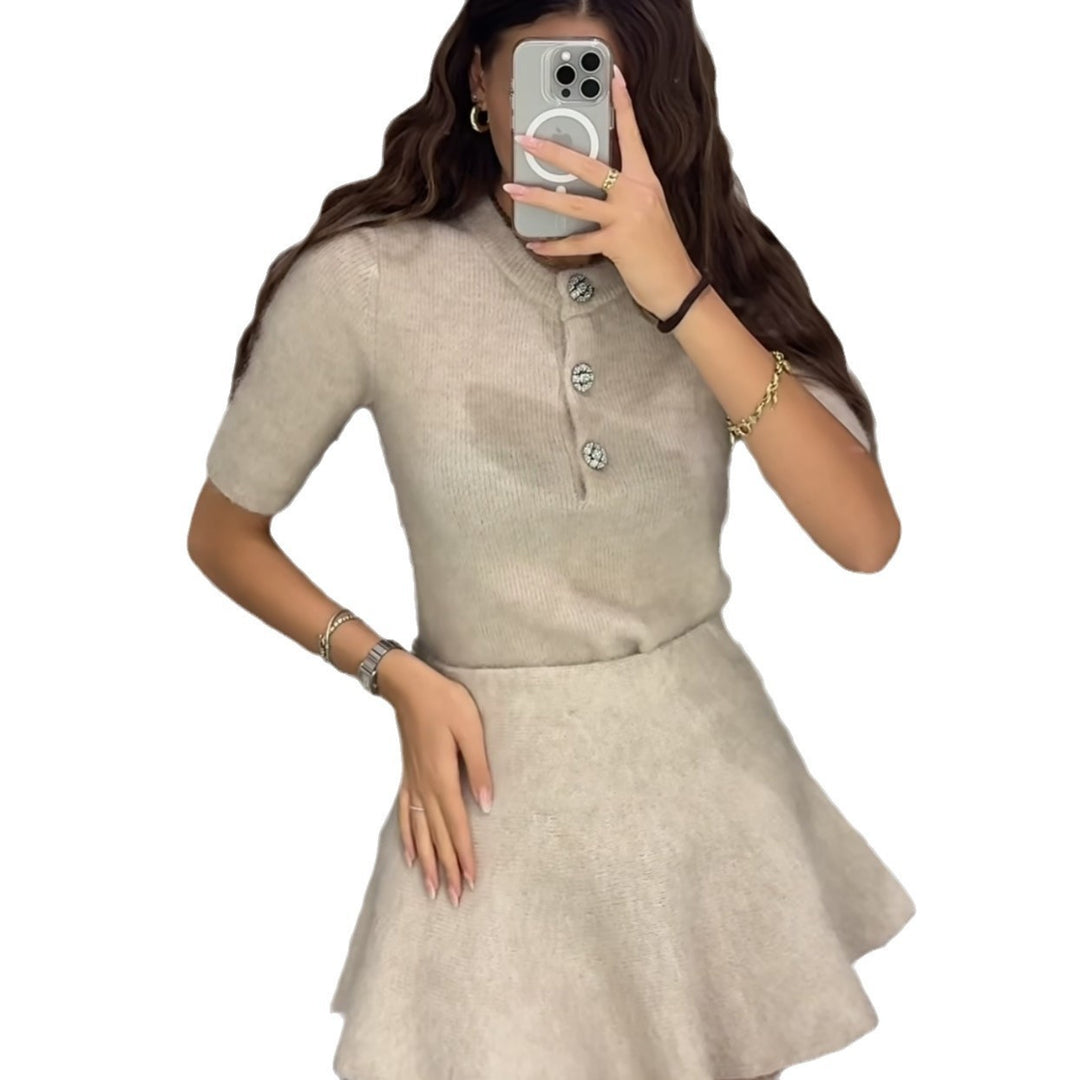 H&F Round Neck Skirt Suit c