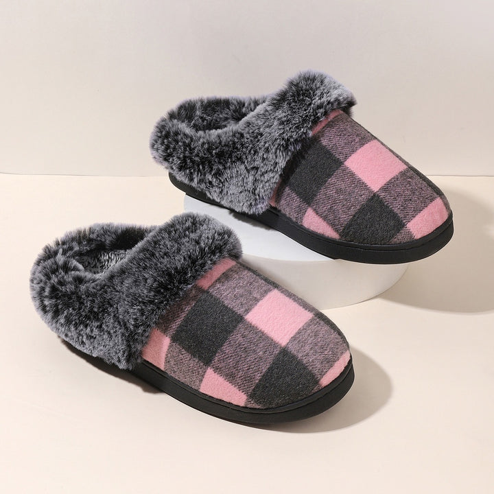 H&F Plaid Fluffy Slippers c