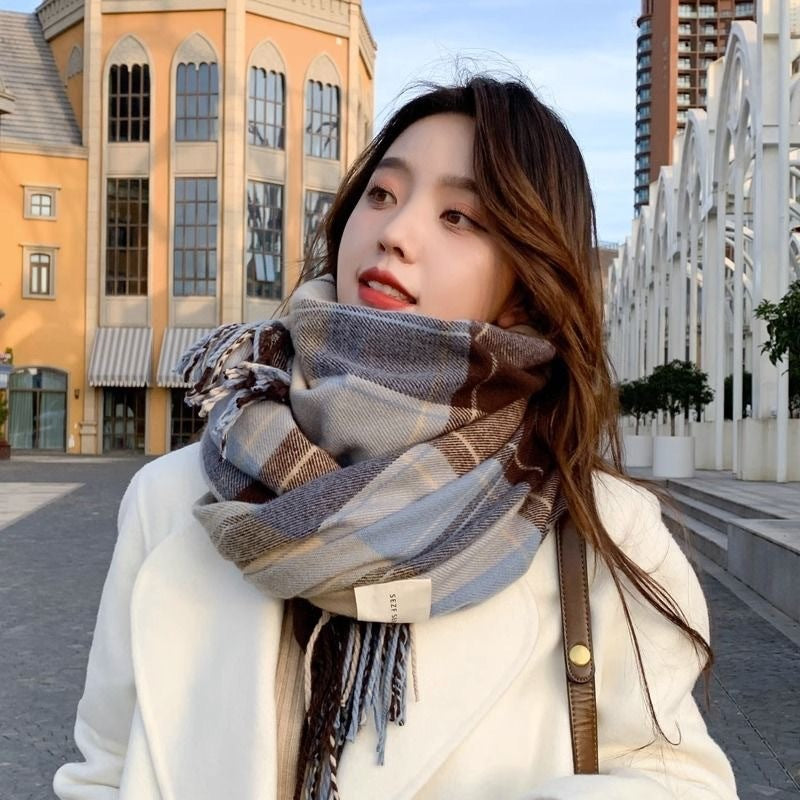 H&F Plaid Long Scarf c