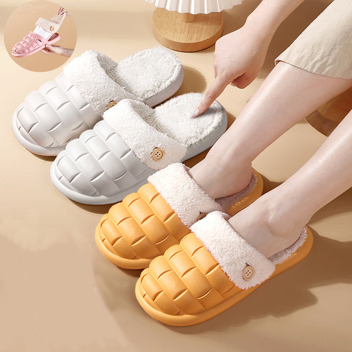 H&F Plaid Plush Slippers c
