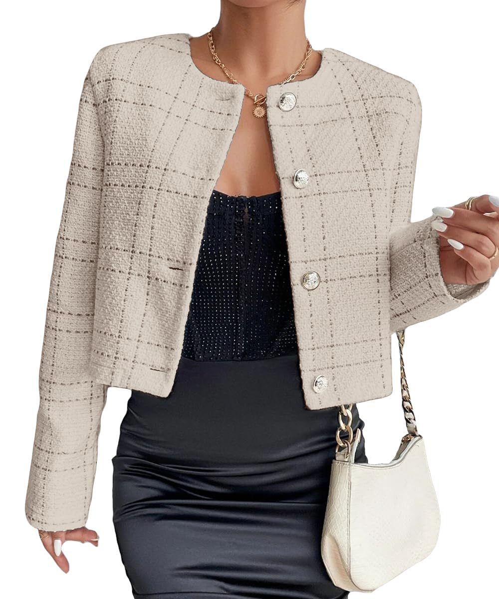 H&F Plaid Button Jacket c