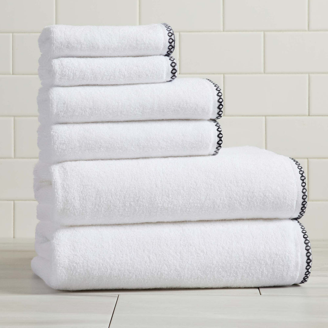 Cotton Border-Stitched 6-Piece Towel Set - Valery Collection