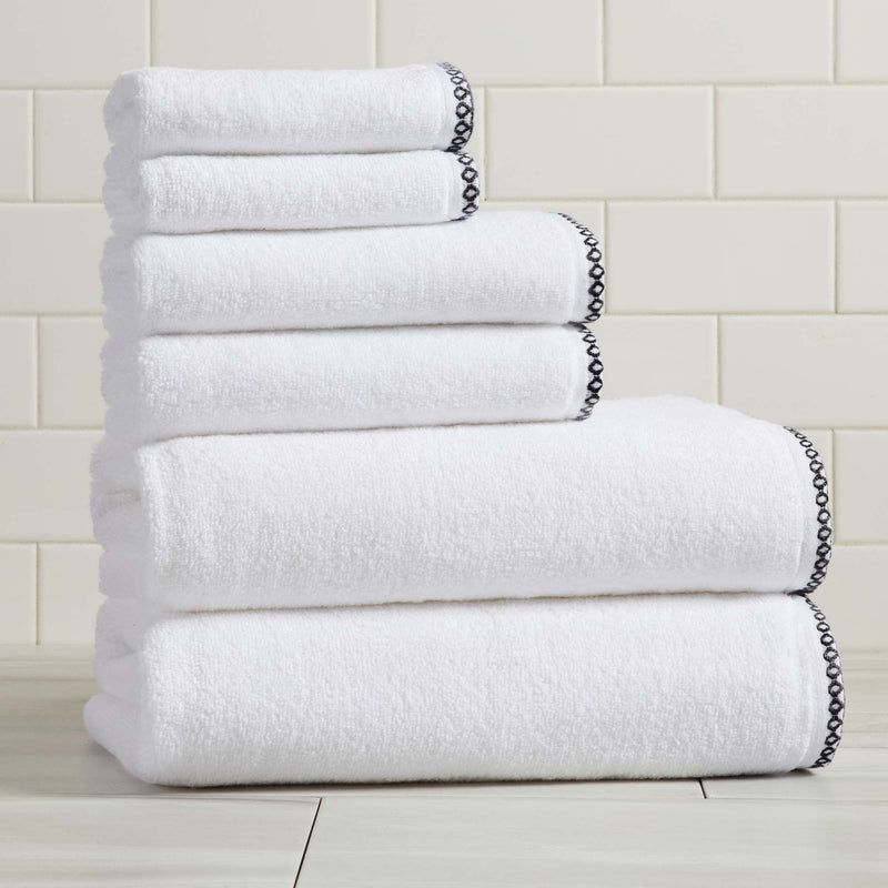 Cotton Border-Stitched 6-Piece Towel Set - Valery Collection