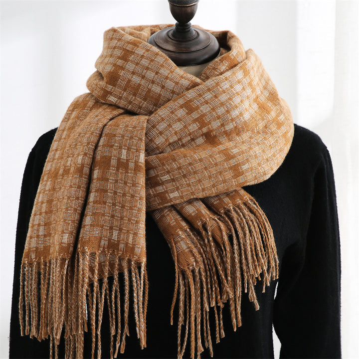 H&F Plaid Cashmere Scarf c