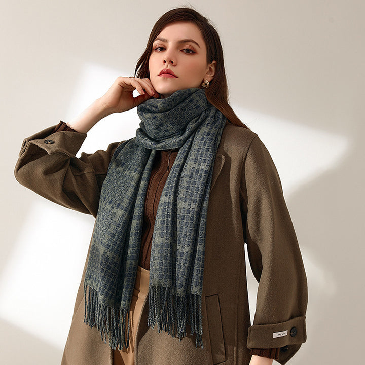 H&F Plaid Cashmere Scarf c
