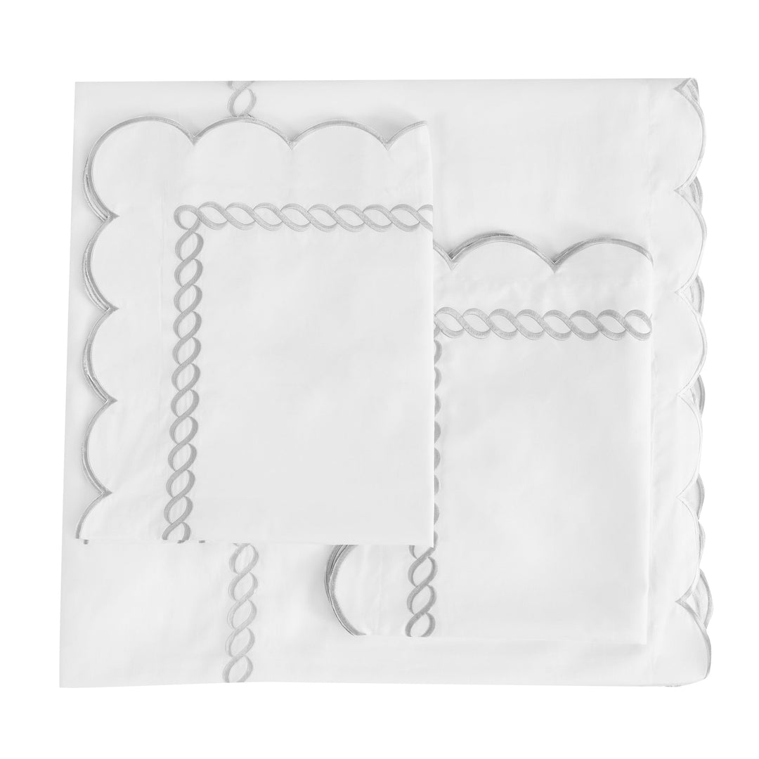 600 Thread Count Scallop Rope Embroidered Cotton Duvet Set