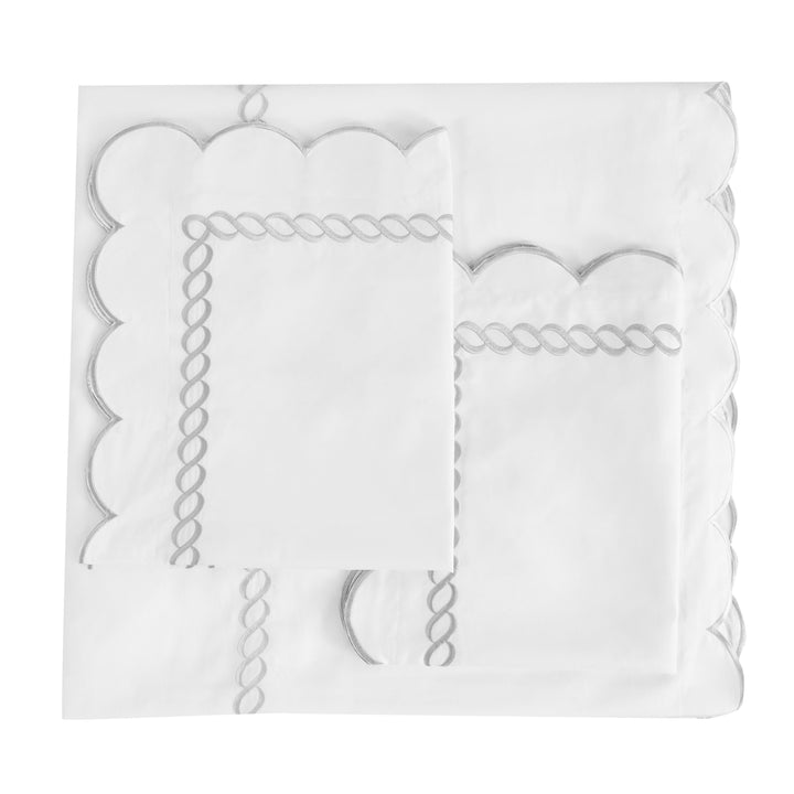 600 Thread Count Scallop Rope Embroidered Cotton Duvet Set