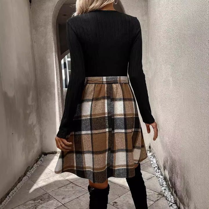 H&F Stripe Plaid Dress c